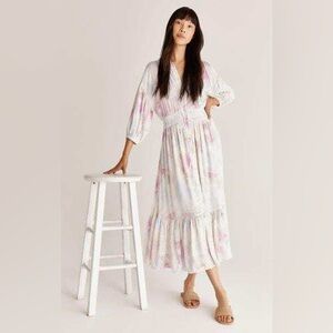 Z Supply Tanya Blurred Maxi Dress Multi Watercolor Small